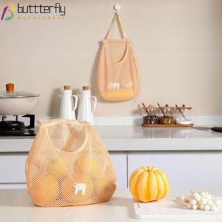 Buttterfly กระเป๋าตาข่ายกลวง กันชื้น ระบายอากาศ ความจุขนาดใหญ่ อเนกประสงค์ สีส้ม สําหรับแขวนผัก ผลไม้