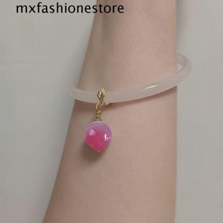 Mxfashione สร้อยข้อมือ กําไลข้อมือ อินเทรนด์ วินเทจ สําหรับเด็กผู้หญิง พีช อารมณ์จีน ฮั่นฝู