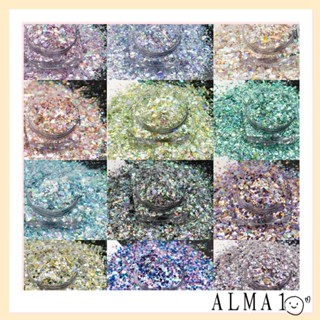 Alma เลื่อมนีออน สีสะท้อนแสง หลากสี สําหรับตกแต่งเล็บ DIY