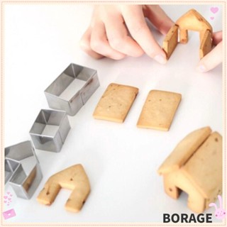 Borag ชุดแม่พิมพ์ตัดคุกกี้ บิสกิต สเตนเลส ลายคริสต์มาส สีเงิน DIY สําหรับทําเบเกอรี่ ขนมปังขิง คุ้กกี้ เค้ก 9 ชิ้น