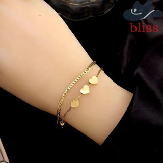 Bliss สร้อยข้อมือ จี้รูปหัวใจ สไตล์ฮิปฮอป หรูหรา หวานแหวว เครื่องประดับแฟชั่นสตรี