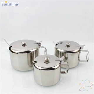 Ssunshine ชามใส่น้ําตาล เกลือ แบบสเตนเลส พร้อมฝาปิด สีเงิน