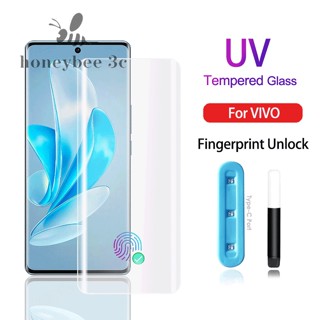 ฟิล์มกระจกนิรภัยกันรอยหน้าจอ UV แบบโค้ง สําหรับ VIVO V29 Lite 5G V27 V25 Pro X90 Pro+ X80 X70 X50 Pro