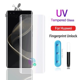 ฟิล์มกระจกนิรภัยกันรอยหน้าจอ UV แบบโค้ง สําหรับ Huawei Mate 50 40 30 20 Pro P60 P50 P40 Pro Plus P30 P20 Nova 11 Ultra 10 9 8 7 Pro