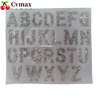 Cvmax สติกเกอร์คริสตัล พลอยเทียม รูปตัวอักษร สีเงิน สําหรับตกแต่งเสื้อผ้า 52 ชิ้น