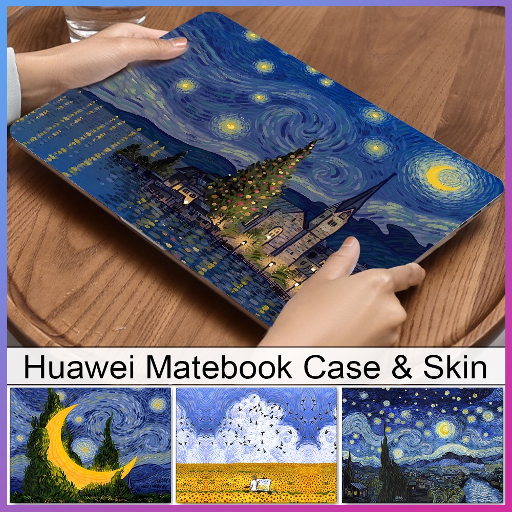 Oil Painting Plastic Hard Case for Huawei Matebook D14 D15 D16 2023 2020 Magicbook 14 15 X14 X15 Giltter Laptop Case Cover for Huawei Matebook 13 14 2021 	 Y9SK