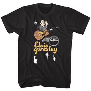 เสื้อยืด พิมพ์ลาย Elvis Presley Super Star Sparkle สําหรับผู้ชาย