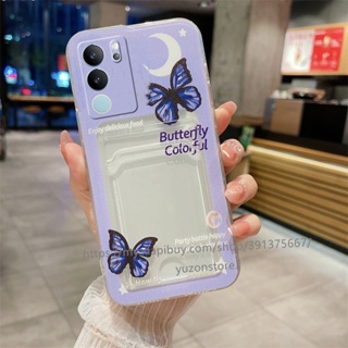 Phone Case VIVO V29 Pro V29e V27 V27e V25e V25 V23e V23 5G 4G เคสโทรศัพท์มือถือแบบนิ่ม ลายดอกไม้ พร้อมช่องใส่บัตร สําหรับ