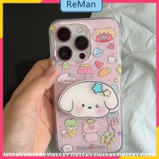  เคสโทรศัพท์มือถือ แบบนิ่ม ลายการ์ตูนลูกสุนัขน่ารัก สองชั้น สําหรับ Apple Iphone 14 13 12 11 13promax 14Promax 13 12pro 11 pro max Xr Xs max 7 8 Plus 13 pro max 13 12 12pro 11promax