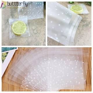 Buttterfly ถุงบรรจุภัณฑ์พลาสติก ลายจุด สีขาว สําหรับใส่ขนม คุกกี้ เบเกอรี่ 100 ชิ้น