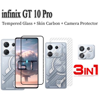 (3 In 1) ฟิล์มกระจกนิรภัยกันรอยหน้าจอ และด้านหลัง แบบเต็มจอ สําหรับ Infinix GT 10 Pro Note 30 VIP Pro 30 5G 30i Hot 30 5G 30i 30 play