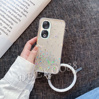 พร้อมส่ง เคสโทรศัพท์มือถือแบบใส แต่งกลิตเตอร์ พร้อมสายคล้องข้อมือ สําหรับ Honor 90 Lite Pro 5G Honor90 Honor90Lite