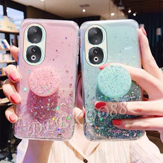 พร้อมส่ง ใหม่ เคสโทรศัพท์มือถือ แบบนิ่ม ลายกากเพชร รูปดาว พร้อมขาตั้ง สําหรับ Honor 90 5G Lite 90 90Lite 2023 90 Lite