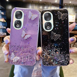 ใหม่ เคสโทรศัพท์มือถือแบบใส แต่งกลิตเตอร์ ลายผีเสื้อ ระยิบระยับ หรูหรา สําหรับ Honor 90 Lite Pro 5G Honor90 90Lite Honor90Lite 2023