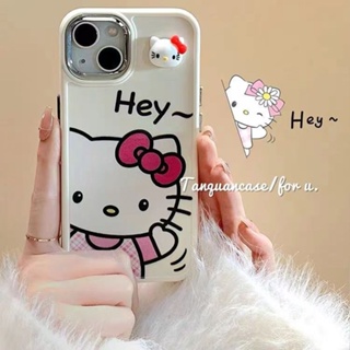 การ์ตูนสามมิติแมวคิตตี้ เคสโทรศัพท์สไตล์มินิมอลน่ารัก compatible for เคสไอโฟน11 เคสไอโฟน 13 เคสไอโฟน 12 เคสไอโฟน 14 promax เคสไอโฟน XR เคสไอโฟน13promax เคสไอโฟน 14