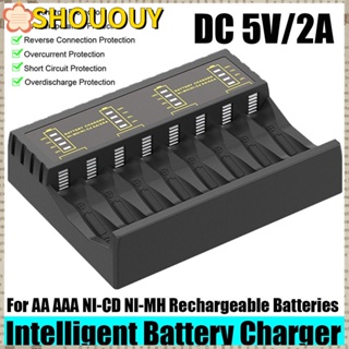 Shououy แท่นชาร์จแบตเตอรี่อัจฉริยะ LED แบบพกพา ชาร์จเร็ว สําหรับแบตเตอรี่ AA AAA NI-CD NI-MH