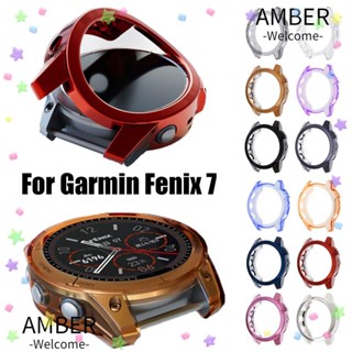 Amber TPU ชุบ หรูหรา ป้องกันเต็มรูปแบบ กันชน เคสนาฬิกา สําหรับ Fenix 7