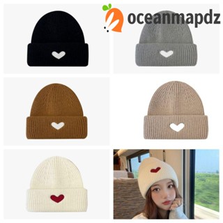 Oceanmapdz หมวกบีนนี่ ปักลายหัวกะโหลก หัวใจ ยืดหยุ่น สีพื้น เข้ากับทุกการแต่งกาย