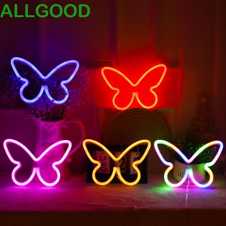 Allgoods โคมไฟนีออน Led ติดผนัง พลาสติก รูปผีเสื้อ น่ารัก USB ใช้แบตเตอรี่ ประหยัดพลังงาน คริสต์มาส