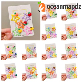 Oceanmapdz 5 ชิ้น / เซต ดาว ด้านข้าง BB กิ๊บ, หัวใจ ดอกไม้, กิ๊บติดผม น่ารัก การ์ตูนสัตว์ ทุกวัน