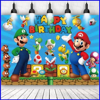 Gp1 แบนเนอร์ผ้า ลาย Super Mario Birthday สําหรับใช้ถ่ายภาพในสตูดิโอ PG1