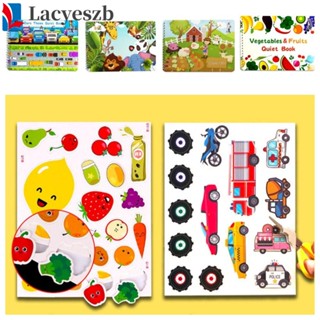 Lacyeszb หนังสือสติกเกอร์ รูปสัตว์ สวนสัตว์ ผลไม้ เสียงเงียบ DIY สําหรับตกแต่งรถยนต์ เด็ก