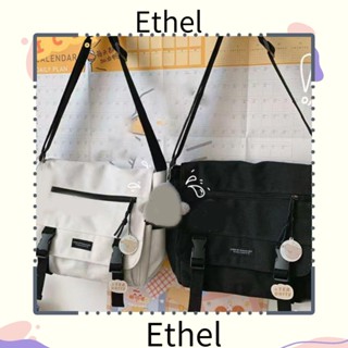 Ethel1 กระเป๋าสะพายไหล่ กระเป๋าถือ ผ้าแคนวาส สีพื้น ความจุขนาดใหญ่ คุณภาพสูง สําหรับเด็กผู้หญิง