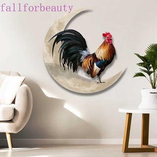 Fallforbeauty จี้โลหะ รูปไก่ และดวงจันทร์ สีดํา สําหรับแขวนตกแต่งผนัง