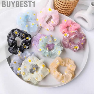 Buybest1 10pcs Hair Scrunchies Elastic Soft Gauze Daisy Pattern Large Intestine Bands Styling Decoration Accessories