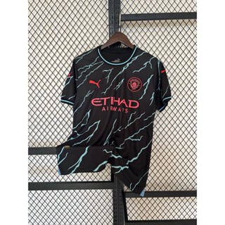 [Fans] 2324 ใหม่ เสื้อกีฬาแขนสั้น ลายทีมฟุตบอล Manchester City 2 Away คุณภาพสูง