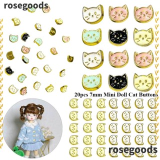 Rosegoods1 หัวเข็มขัดตุ๊กตา รูปแมว ขนาดเล็ก 7 มม. 5 สี 1/6 DIY อุปกรณ์เสริม สําหรับเสื้อผ้าตุ๊กตา 20 ชิ้น