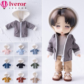 Lveror เสื้อกันหนาว มีฮู้ด แฮนด์เมด อุปกรณ์เสริม สําหรับตุ๊กตา 1/12BJD