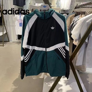 Adidas ของแท้ 100% เสื้อแจ็กเก็ต กันลม มีฮู้ด แนวคลาสสิก สําหรับผู้ชาย 6736