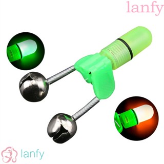 Lanfy คลิปกระดิ่งเตือนปลากินเบ็ด แบบคู่ มีไฟ LED อุปกรณ์เสริม สําหรับตกปลาคาร์พ