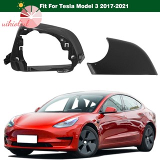 ฝาครอบกระจกมองข้างรถยนต์ พร้อมกรอบ สีดํา สําหรับ Tesla Model 3 2017-2021