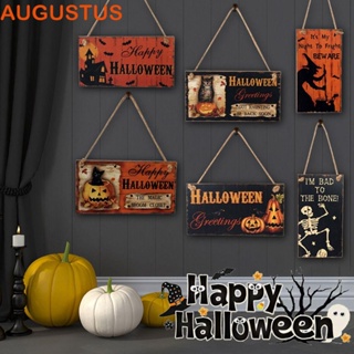 Augustus จี้ป้ายไม้ รูปฟักทอง กะโหลก สําหรับตกแต่งปาร์ตี้ฮาโลวีน DIY