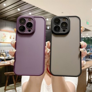 เคสโทรศัพท์มือถือ PC แข็ง ซิลิโคน ใส ผิวด้าน กันกระแทก หรูหรา สําหรับ iPhone 13 11 14 15 Pro Max 12 14 Plus