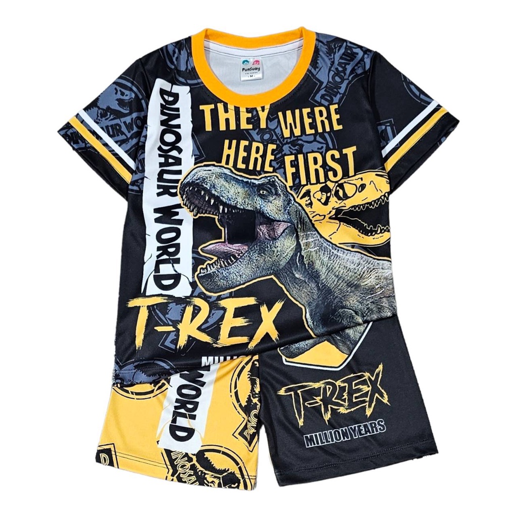 DI0649 เสื้อผ้าเด็ก เสื้อแขนสั้น+กางเกงขาสั้น เนื้อผ้าไมโครเกรดA ลายไดโนเสาร์ ทีเร็กซ์ ชุดเด็กแฟชั่น ชุดเด็กลายการ์ตูน ราคา ถูกที่สุด ดีลบีเคเค แกลเลอรีภาพที่ 2