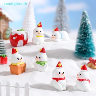 Remitglory ตุ๊กตาสโนว์แมนเรซิ่น ขนาดเล็ก สําหรับตกแต่งบ้านตุ๊กตา ปีใหม่ คริสต์มาส