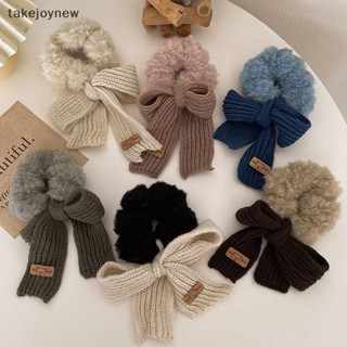 [takejoynew] ใหม่ Scrunchie ยางรัดผม โบว์ถัก ฤดูหนาว อบอุ่น สําหรับผู้หญิง KLB