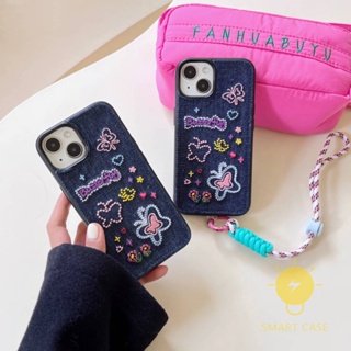 For เคสไอโฟน 14 Pro Max [Denim Jeans Texture Butterfly] เคส Phone Case For iPhone 14 Pro Max 13 12 11 For เคสไอโฟน11 Ins Korean Style Retro Classic Couple Shockproof Protective TPU Cover Shell