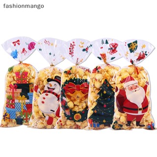[fashionmango] ถุงพลาสติกใส่ขนม คุกกี้ ลายคริสต์มาส พร้อมริบบิ้น 50 ชิ้น