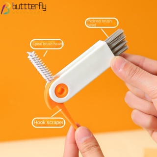 Buttterfly 3 in 1 แปรงทําความสะอาดฝาขวดน้ํา ABS อเนกประสงค์ แบบพกพา สีเขียว และสีขาว สําหรับนกแก้ว 2 ชิ้น