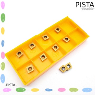 Pista เม็ดมีดกลึงคาร์ไบด์ ทรงสามเหลี่ยม สีเหลือง 10 ชิ้น CCMT060204 Ue6020 ที่จับเม็ดมีดกลึง