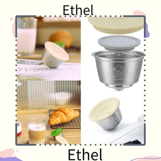 Ethel1 แคปซูลโฟมนม เครื่องมือกรองกาแฟ ถ้วยสเตนเลส ช้อนแปรง แคปซูลรีฟิล สําหรับ Dolce Gusto