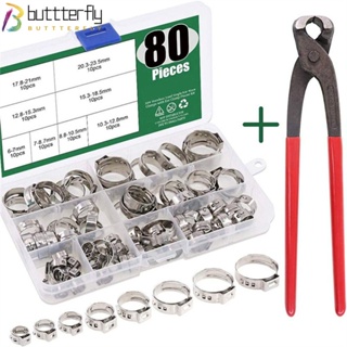 Buttterfly แคลมป์หนีบท่อ สเตนเลส 304 สีเงิน 1/4 นิ้ว -15/16 นิ้ว 80 ชิ้น