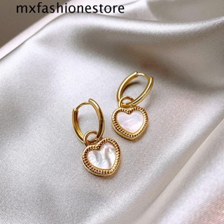 Mxfashione ต่างหูแฟชั่น รูปหัวใจ สองด้าน สไตล์เรโทร สําหรับผู้หญิง