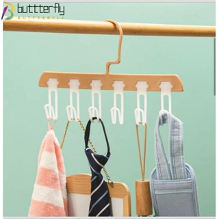 Buttterfly ไม้แขวนเสื้อพลาสติก 6 ตะขอ ถอดออกได้ ทนทาน สําหรับตู้เสื้อผ้า ผ้าพันคอ