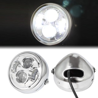 ไฟหน้า LED โลหะ แบบสากล สไตล์เรโทร สําหรับรถจักรยานยนต์ Harley