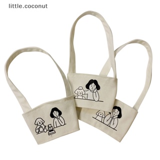 [little.coconut] กระเป๋าผ้าใบ แบบพกพา สําหรับใส่ขวดน้ํา กาแฟ ชานม